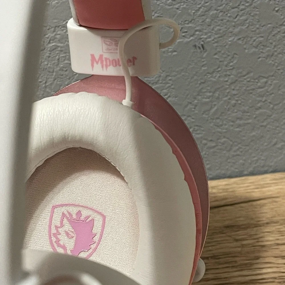 White and Pink Over-Ear Headphones
